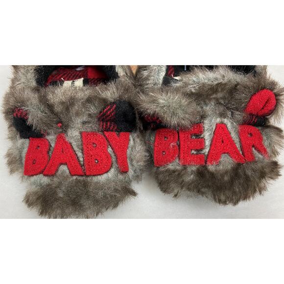 Baby DearFoams Fuzzy Bear Furry 6-9 Months Spell Out Slippers - Picture 2 of 6